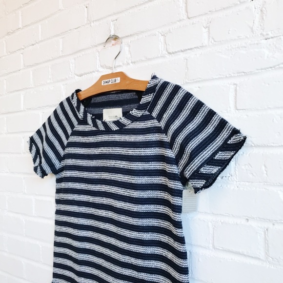 MAISON SCOTCH striped navy blue blouse structured - Picture 3 of 4